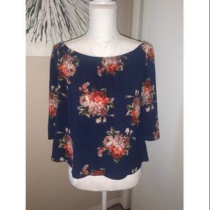 Cute Floral Flowy Off Shoulder Blouse Small